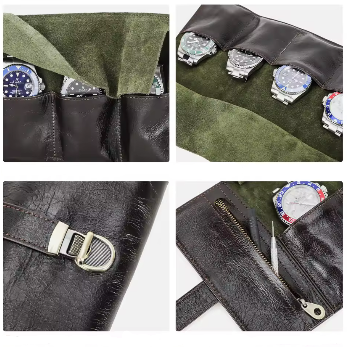 Étui de voyage en cuir véritable - 4 emplacements