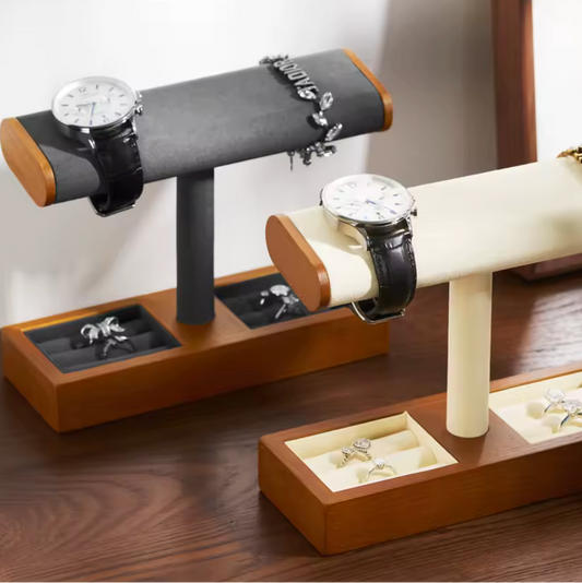 Présentoir Montres en T Bois – 2 ou 4 Montres Gris ou Beige