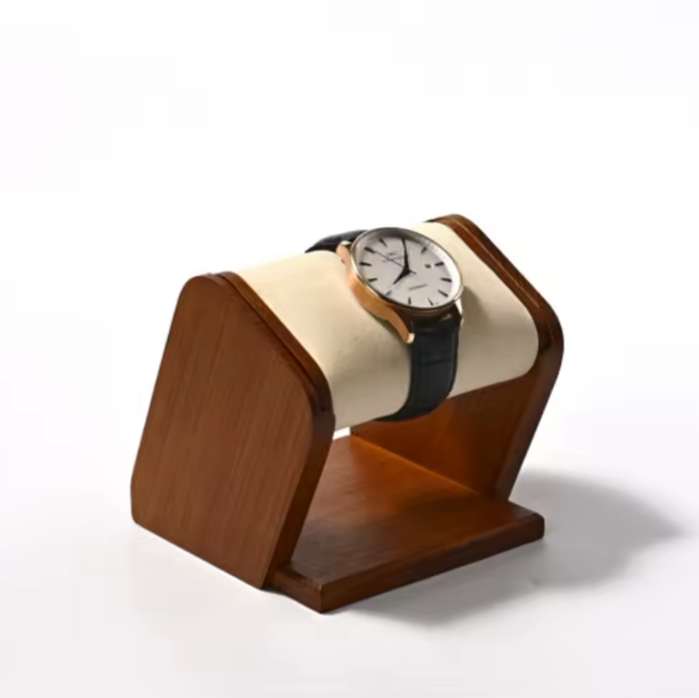 Présentoir Bois Massif pour 1 Montre – Gris, Beige ou Noir