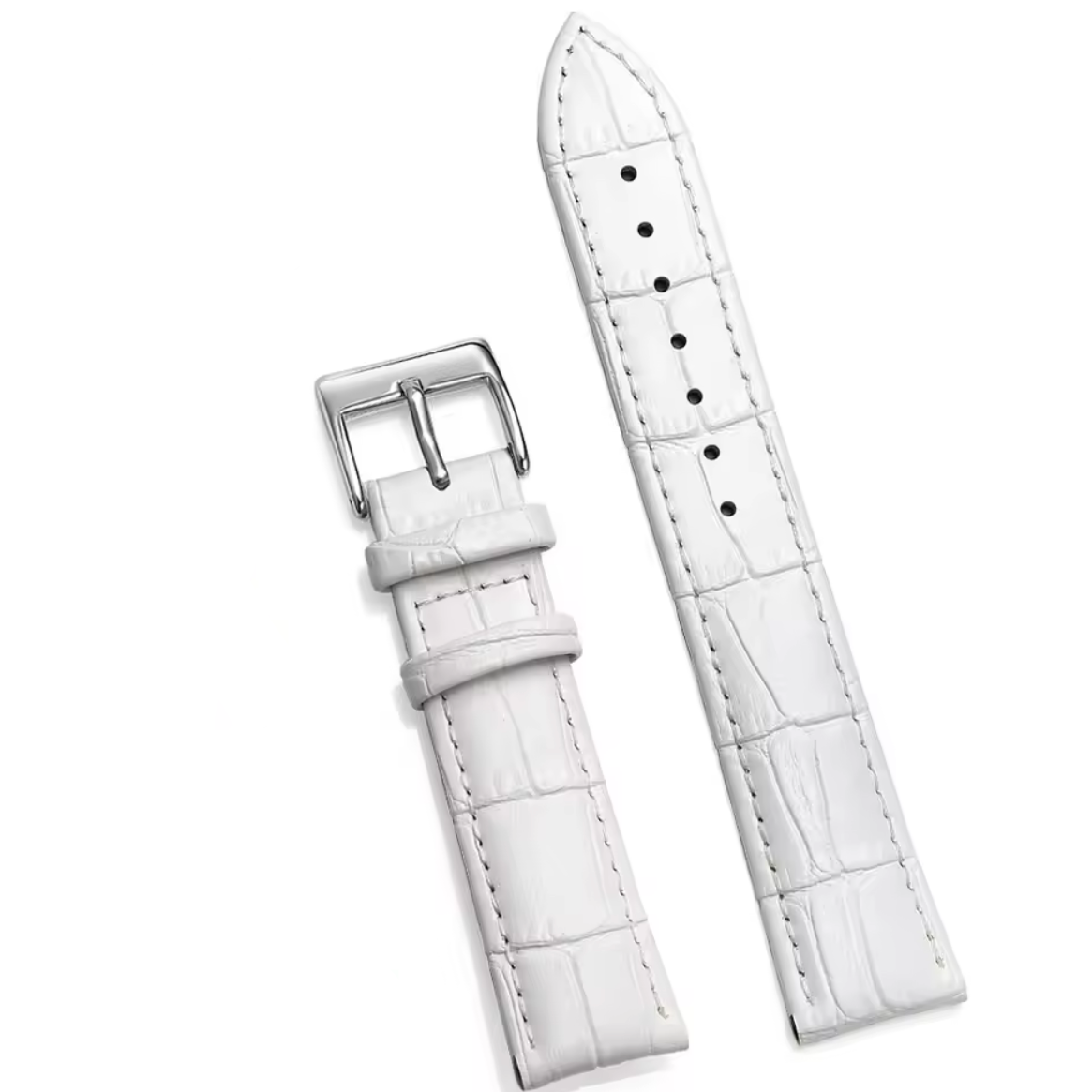 Bracelet Montre Cuir Croco Blanc