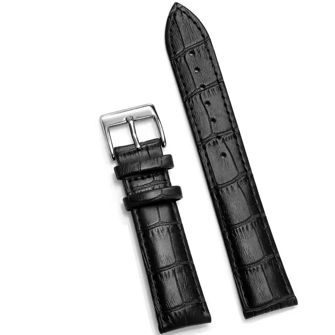 Bracelet Montre Cuir Croco Noir