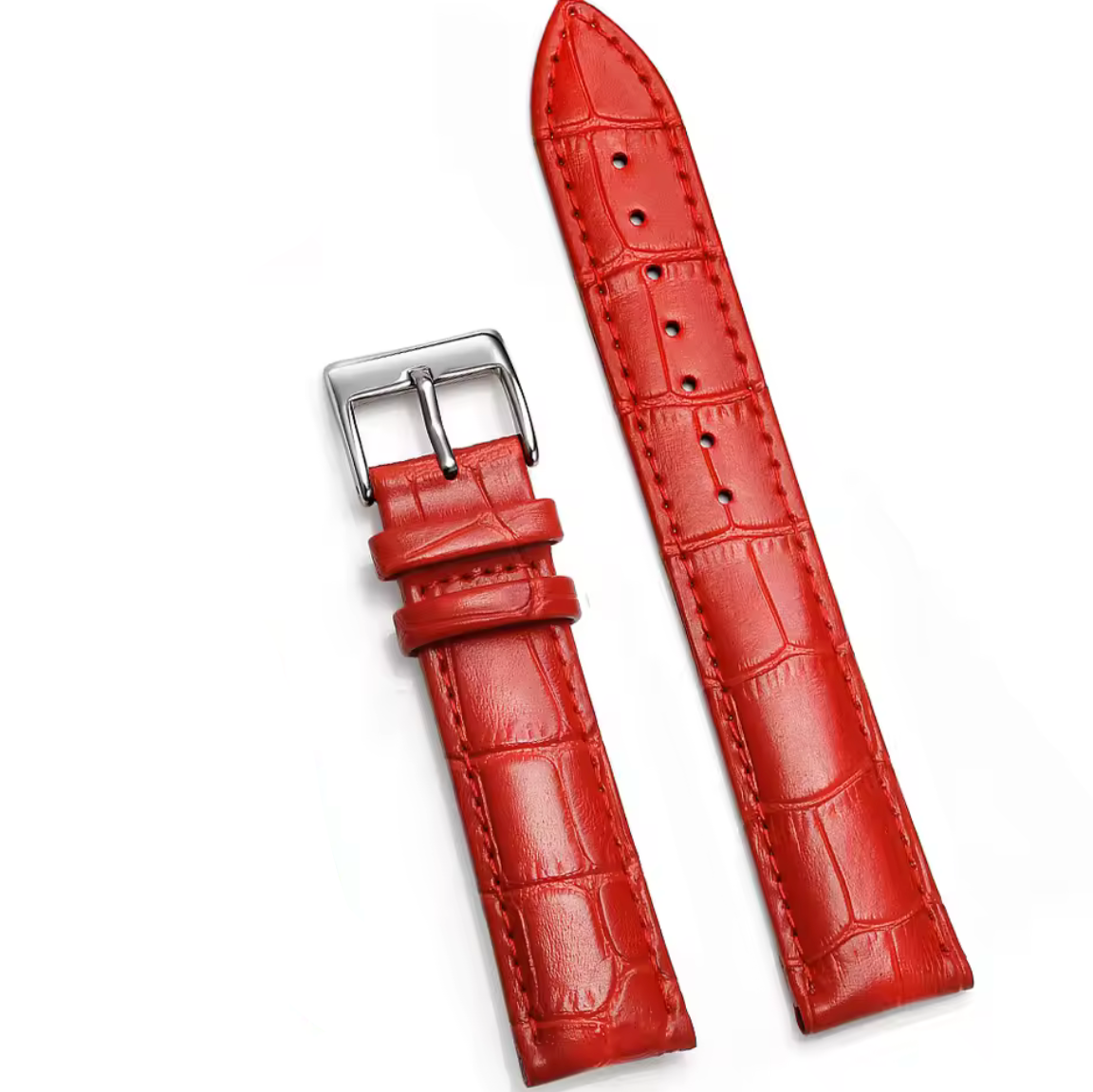 Bracelet Montre Cuir Croco Rouge