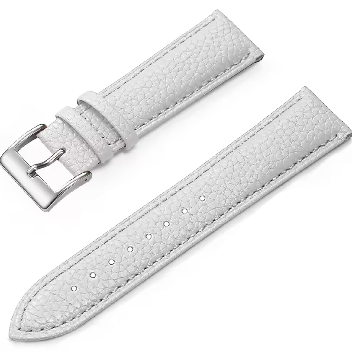Bracelet Montre Cuir Grain Blanc
