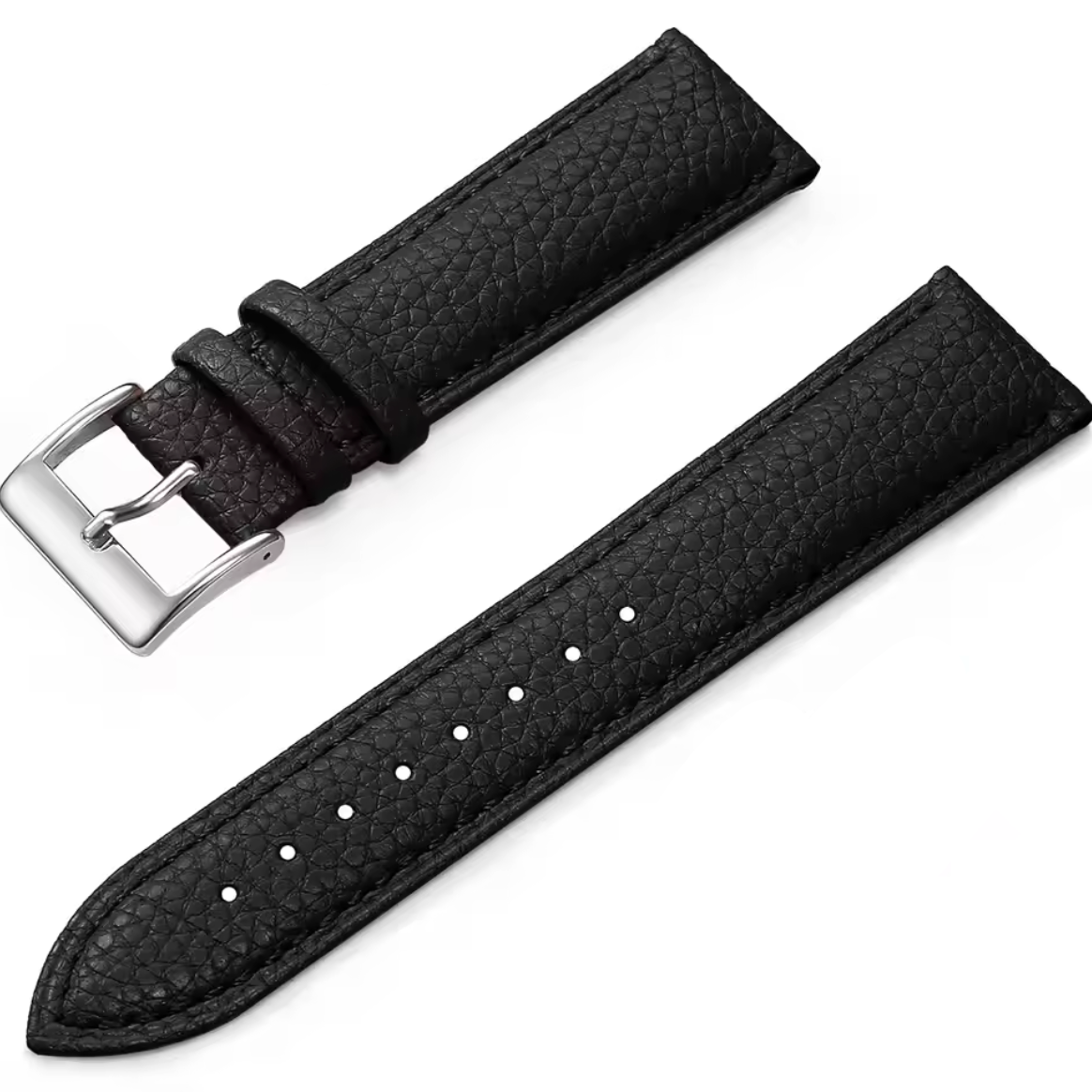 Bracelet Montre Cuir Grain Noir