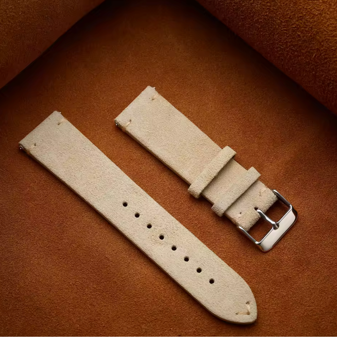 Bracelet Montre Cuir Suede Beige