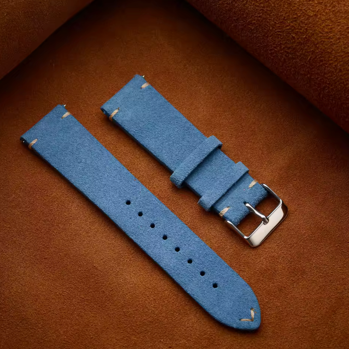 Bracelet Montre Cuir Suede Bleu