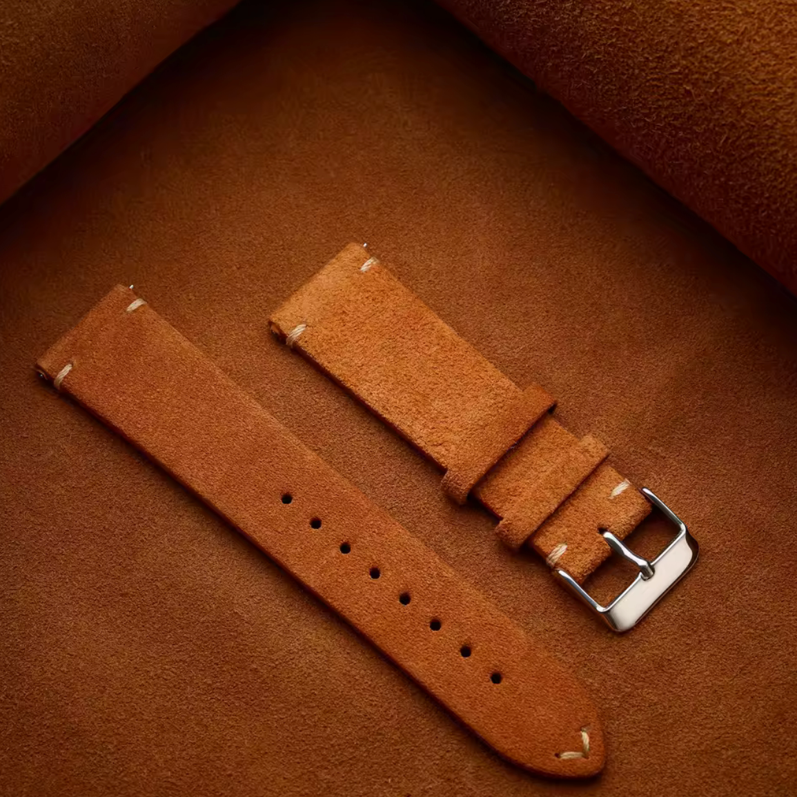 Bracelet Montre Cuir Suede Bronze