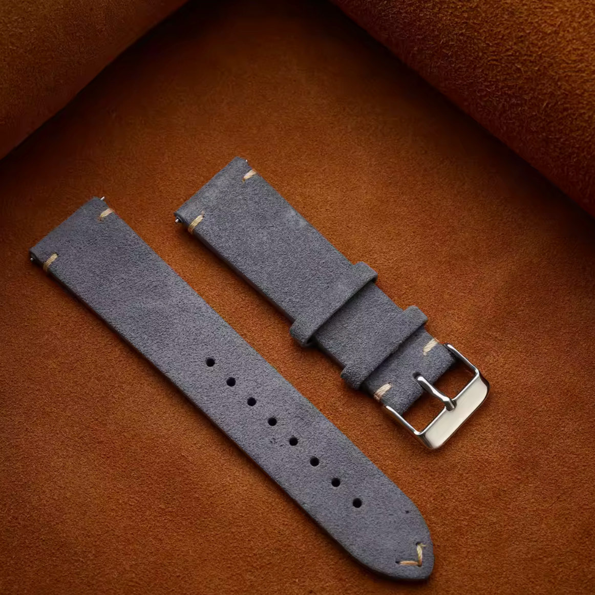 Bracelet Montre Cuir Suede Gris