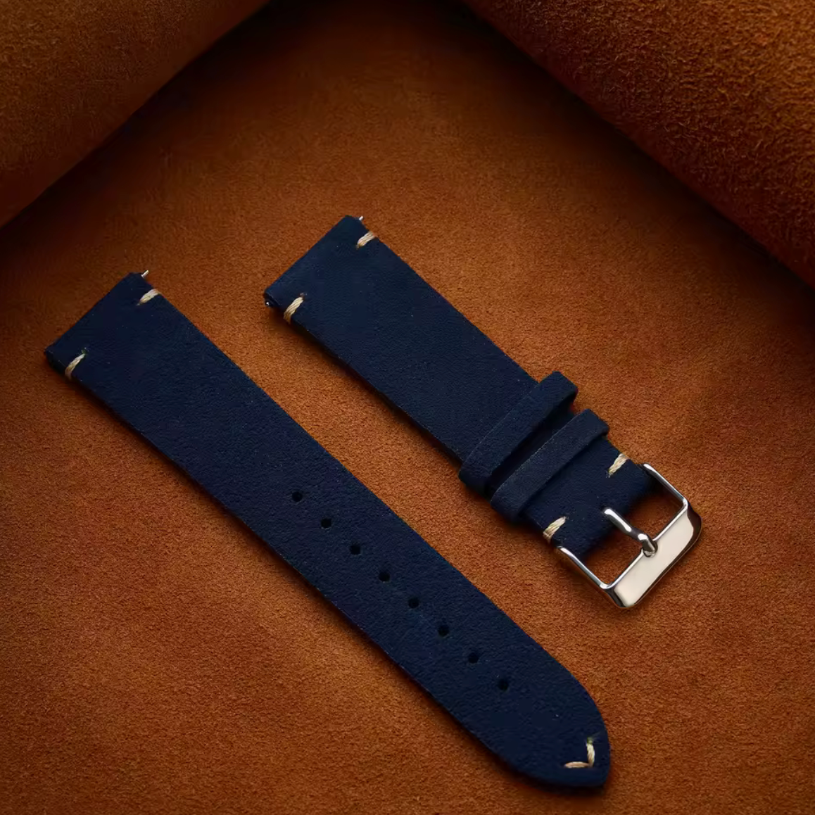 Bracelet Montre Cuir Suede Marine