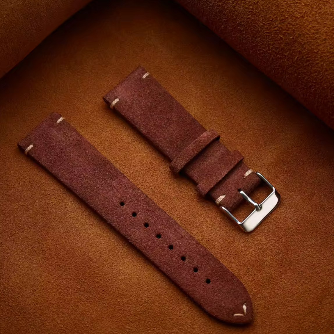Bracelet Montre Cuir Suede Marron