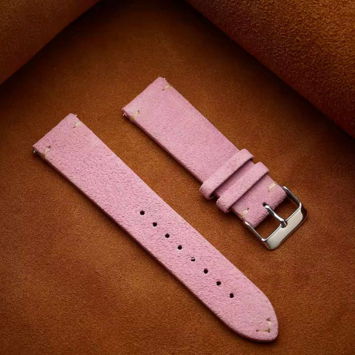 Bracelet Montre Cuir Suede Rose