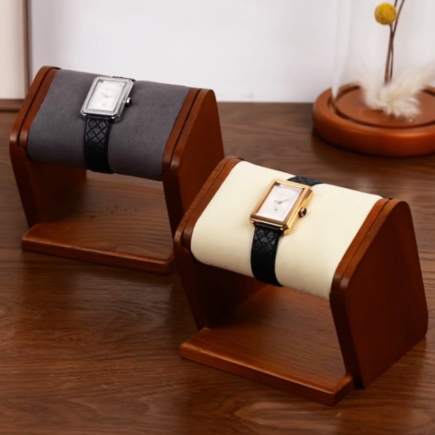 Présentoir Bois Massif pour 1 Montre – Gris, Beige ou Noir