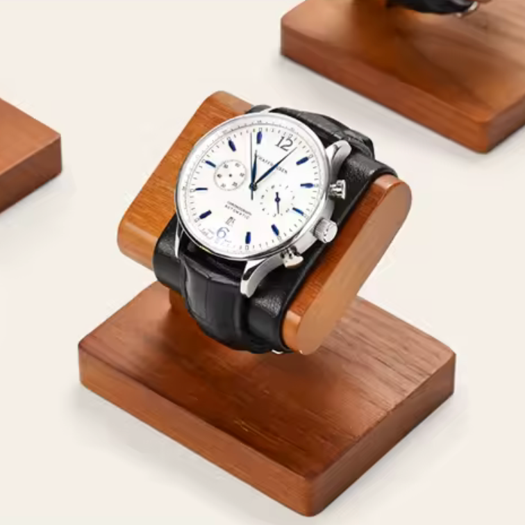 Présentoir Bois pour 1 Montre avec Support - Gris, Beige ou Noir