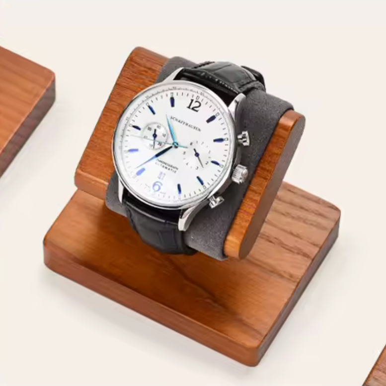 Présentoir Bois pour 1 Montre avec Support - Gris, Beige ou Noir