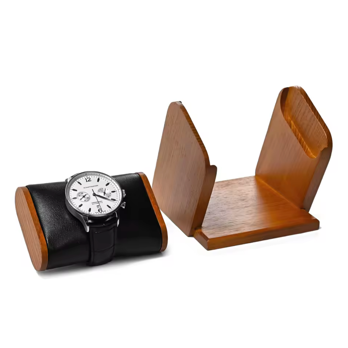 Présentoir Bois Massif pour 1 Montre – Gris, Beige ou Noir