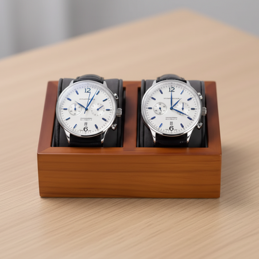 Boîte Présentoir Bois pour 2 Montres – Gris ou Beige