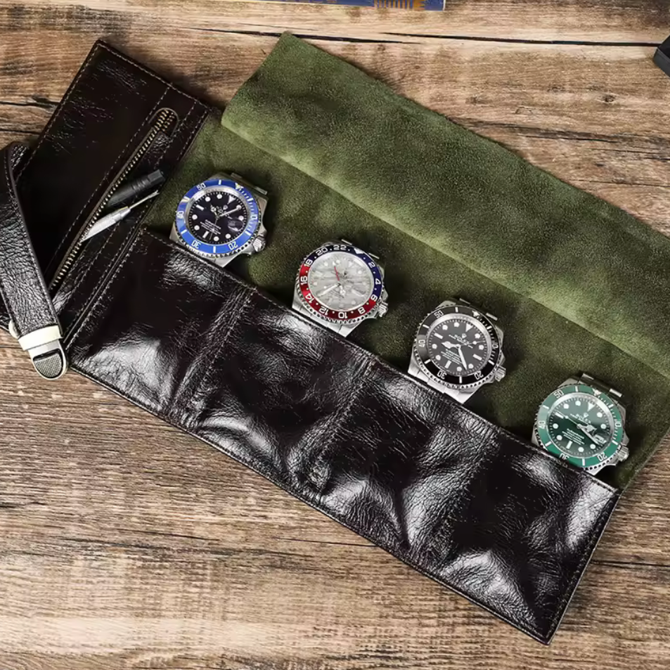 Étui de voyage en cuir véritable - 4 emplacements