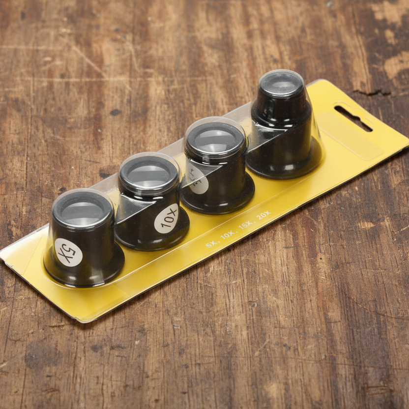 Set de 4 loupes Horlogères – 5x / 10x / 15x / 20x