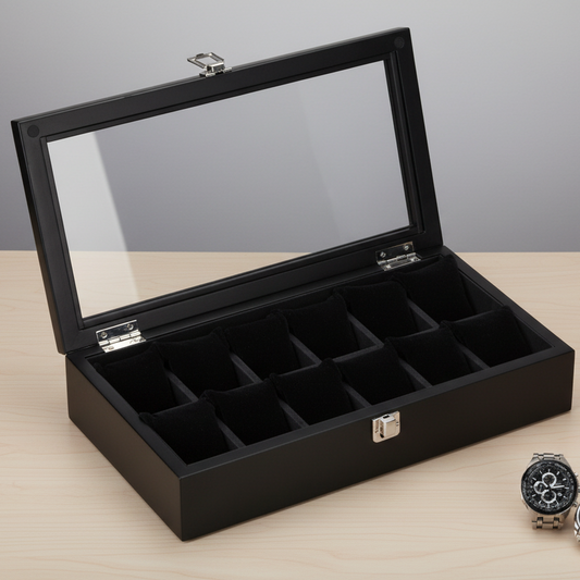 Coffret Présentoir Vitrine 5, 8, 10, 12 Montres - Bois