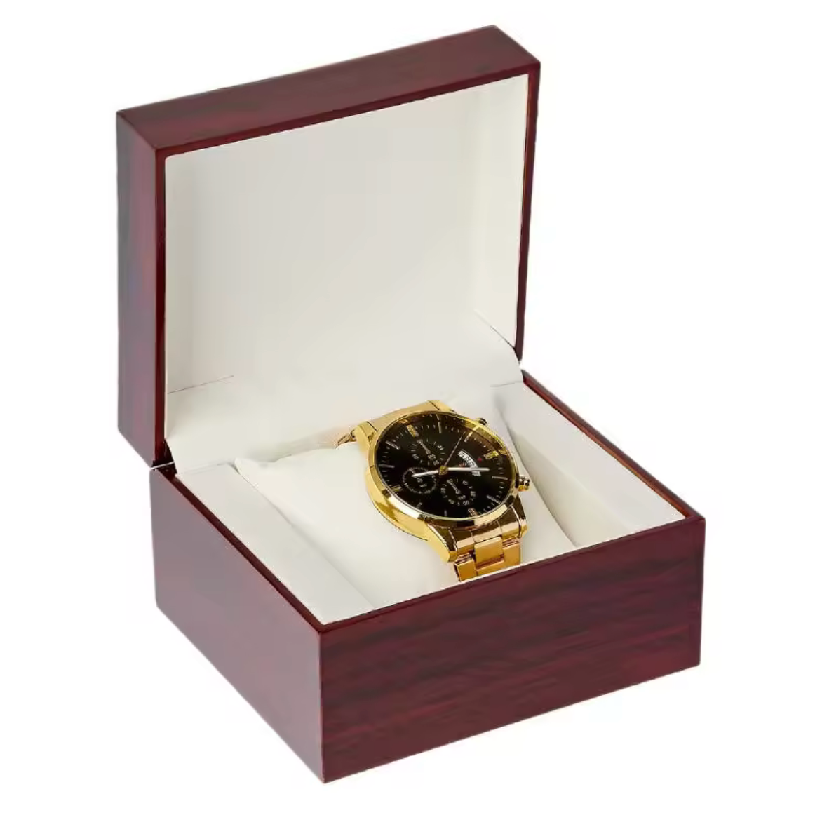 Ecrin Montre Bois Individuel Rouge Ouvert