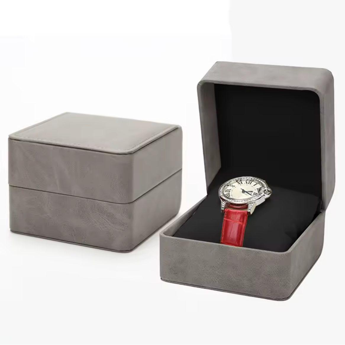 Ecrin Montre Tissu Individuel Gris Noir