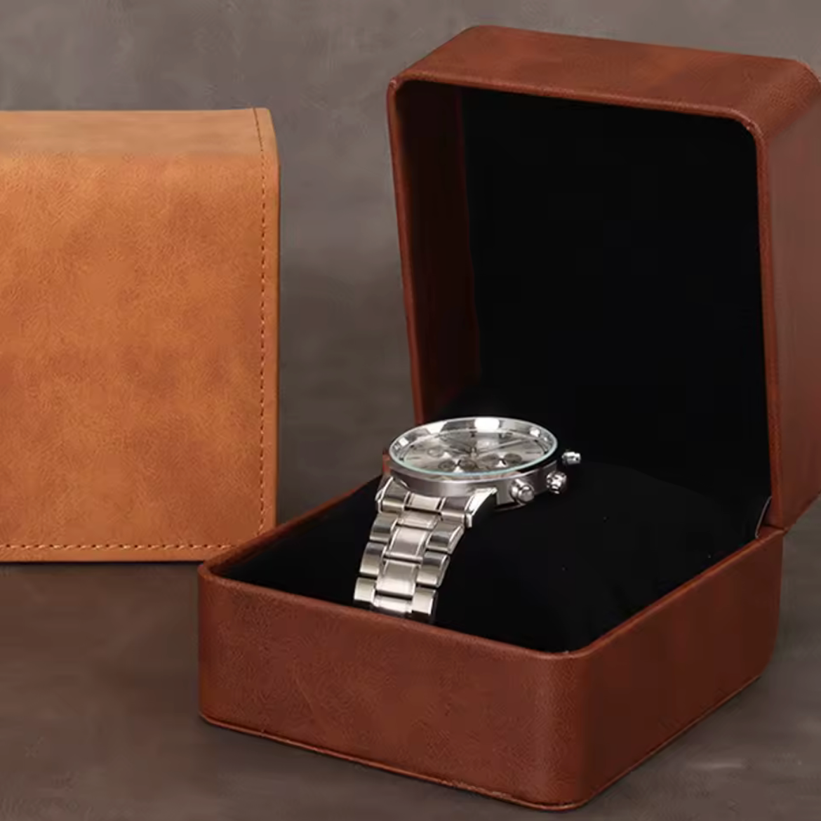 Ecrin Montre Tissu Individuel Marron