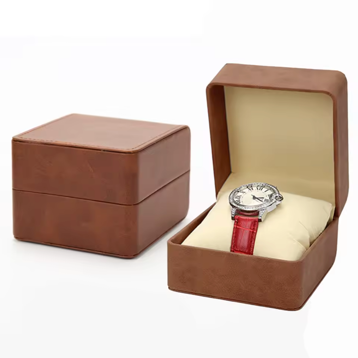 Ecrin Montre Tissu Individuel marron Beige