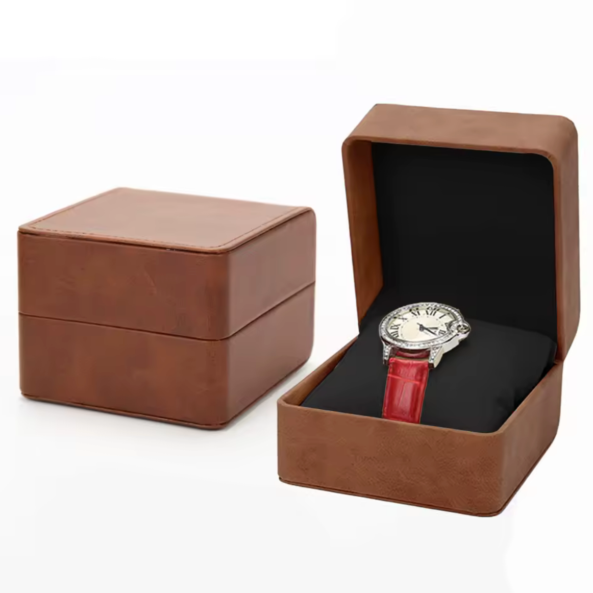 Ecrin Montre Tissu Individuel Marron Noir