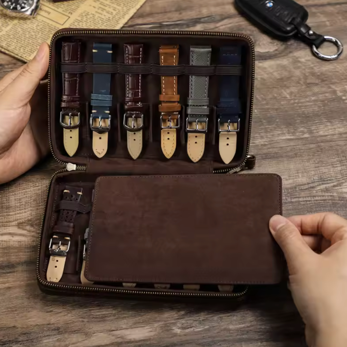 Étui zippé pour bracelets de montre – 12 emplacements
