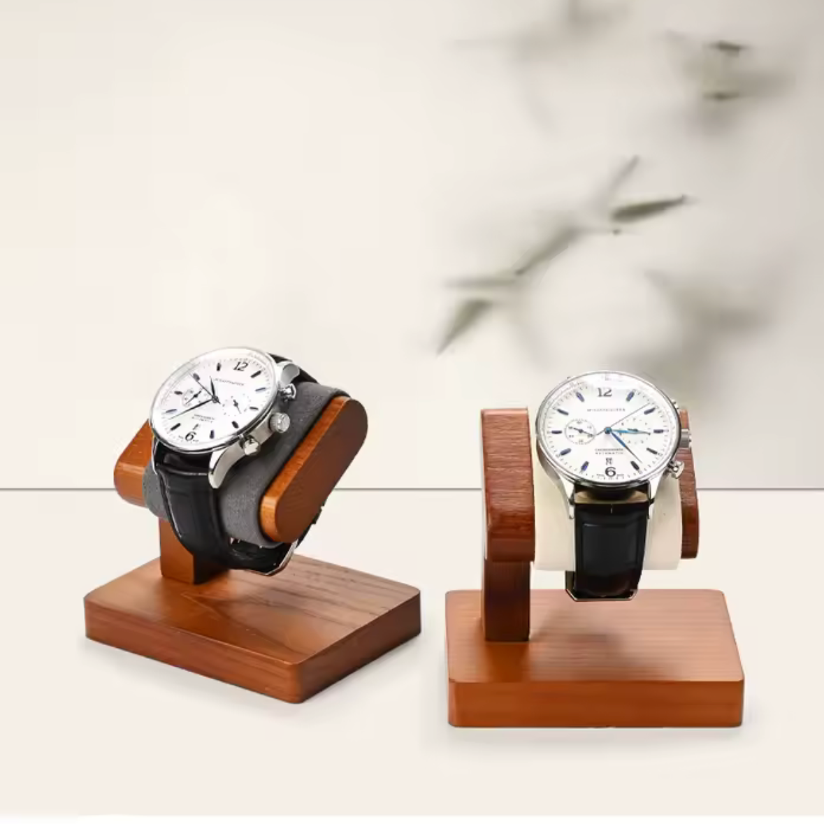 Présentoir Bois pour 1 Montre avec Support - Gris, Beige ou Noir