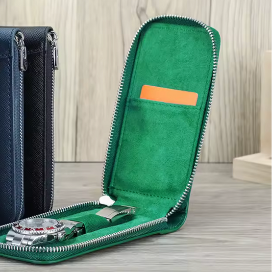 Étui de voyage zippé en cuir - 6 couleurs