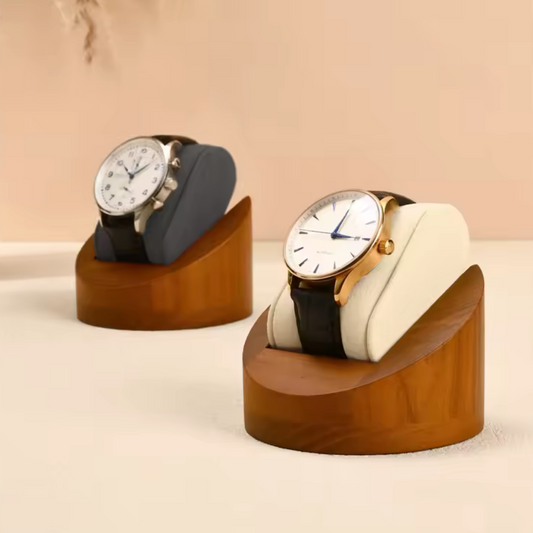 Présentoir Bois pour 1 Montre avec Coussin – Gris ou Beige