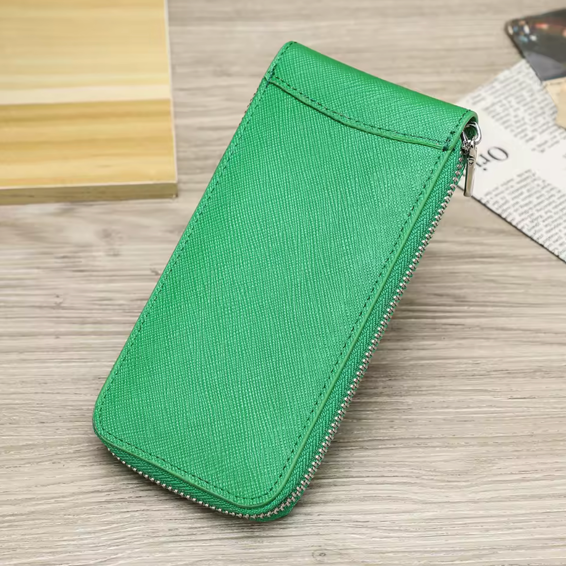 Étui de voyage zippé en cuir - 6 couleurs